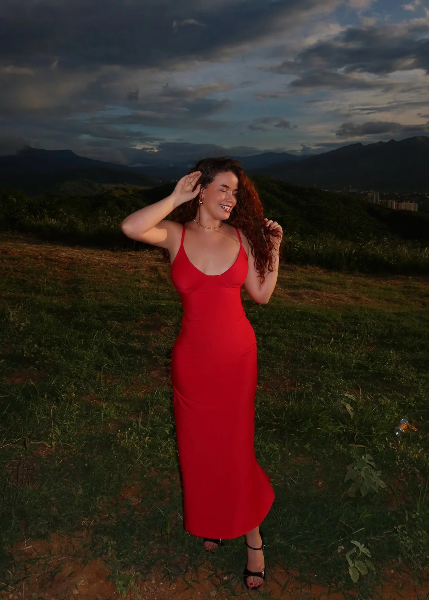 Vestido Georgina rojo con Faja Interna